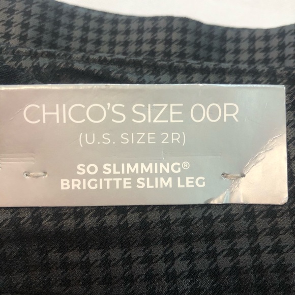 Chico’s Women’s Pant Pull On Black/Gray Houndstooth Tapered Leg Pockets - Picture 8 of 10